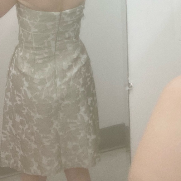 Strapless mini dress cream taupe brocade Cynthia Steffe - Picture 11 of 11